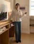 Women Vintage Ruffle Tie Latern Flare Sleeves Tops